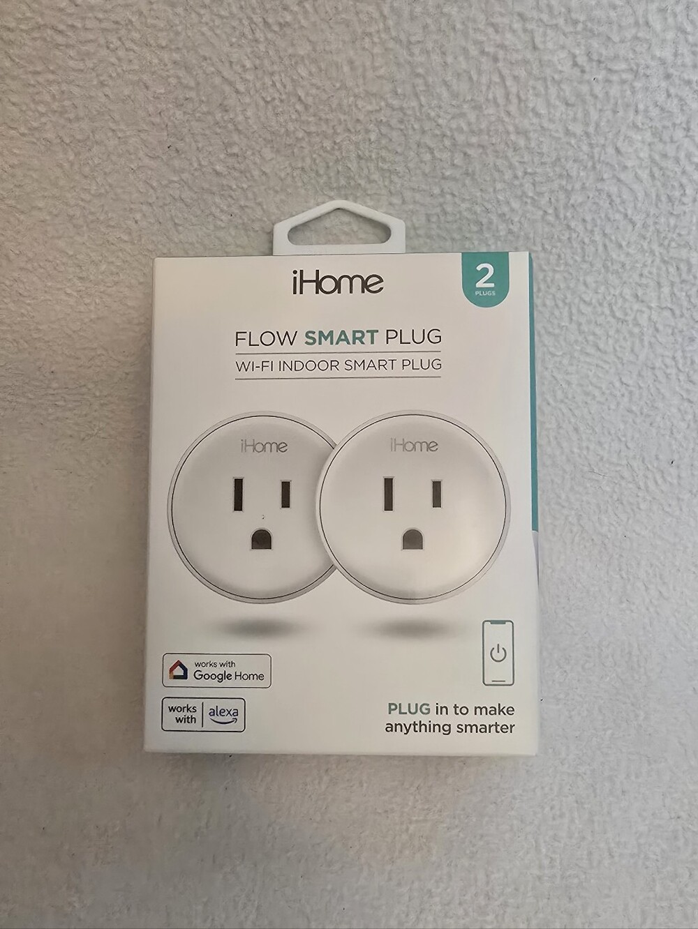 iHome Flow Smart Plug Wi‑Fi Indoor Smart Plug - White (2 Pack)